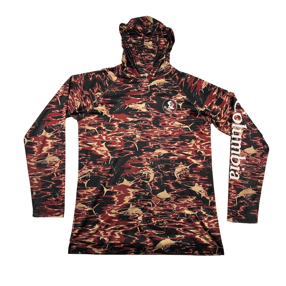 Columbia PFG Hoodie Mens S FSU Seminoles Sun Camo NCAA Fishing UPF Florida State